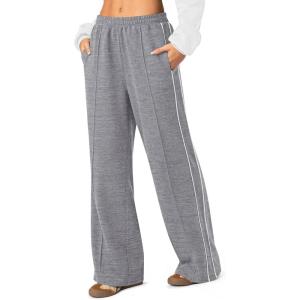 imageLASLULU Womens Wide Leg Sweatpants Baggy Straight Leg Sweatpants Y2K Dance Pants Gym Athletic Sweat Pants JoggersCharcoal
