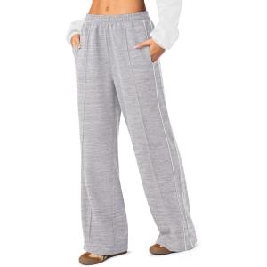 imageLASLULU Womens Wide Leg Sweatpants Baggy Straight Leg Sweatpants Y2K Dance Pants Gym Athletic Sweat Pants JoggersHeather Grey