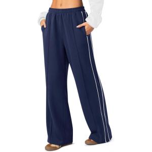 imageLASLULU Womens Wide Leg Sweatpants Baggy Straight Leg Sweatpants Y2K Dance Pants Gym Athletic Sweat Pants JoggersNavy Blue