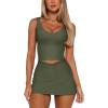 imageLASLULU Womens Longline Sports Bra Ribbed Seamless Wirefree Padded Tank Tops Medium Support Workout Casual Crop TopsArmy Green