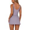 imageLASLULU Womens Longline Sports Bra Ribbed Seamless Wirefree Padded Tank Tops Medium Support Workout Casual Crop TopsHazy Lilac