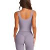 imageLASLULU Womens Longline Sports Bra Ribbed Seamless Wirefree Padded Tank Tops Medium Support Workout Casual Crop TopsHazy Lilac