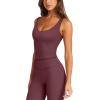 imageLASLULU Womens Longline Sports Bra Ribbed Seamless Wirefree Padded Tank Tops Medium Support Workout Casual Crop TopsRed Wine