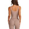 imageLASLULU Womens Longline Sports Bra Ribbed Seamless Wirefree Padded Tank Tops Medium Support Workout Casual Crop TopsSienna