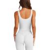 imageLASLULU Womens Longline Sports Bra Ribbed Seamless Wirefree Padded Tank Tops Medium Support Workout Casual Crop TopsWhite