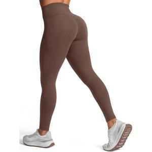 imageLASLULU Womens Fleece Lined Leggings No Front Seam Thermal Warm Winter Leggings for Women High Waisted Workout Yoga PantsCoffee