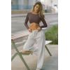 imageLASLULU Womens Sexy Double Lined Long Sleeve Shirts Crewneck Workout Tops Athletic Yoga Shirts Going Out Crop TopsCoffee