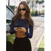 imageLASLULU Womens Sexy Double Lined Long Sleeve Shirts Crewneck Workout Tops Athletic Yoga Shirts Going Out Crop TopsNavy Blue