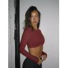 imageLASLULU Womens Sexy Double Lined Long Sleeve Shirts Crewneck Workout Tops Athletic Yoga Shirts Going Out Crop TopsRust Red