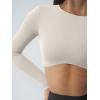 imageLASLULU Womens Sexy Double Lined Long Sleeve Shirts Crewneck Workout Tops Athletic Yoga Shirts Going Out Crop TopsVanilla