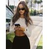 imageLASLULU Womens Sexy Double Lined Long Sleeve Shirts Crewneck Workout Tops Athletic Yoga Shirts Going Out Crop TopsVanilla