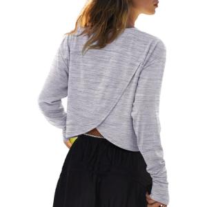 imageLASLULU Womenss Workout Tops Long Sleeve Lightweight Athletic Running Exercise Gym Yoga Hiking Tops ShirtsGrey