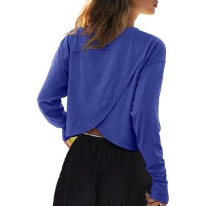 imageLASLULU Womenss Workout Tops Long Sleeve Lightweight Athletic Running Exercise Gym Yoga Hiking Tops ShirtsRoyal Blue