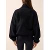 imageLASLULU Womens Fuzzy Sherpa Fleece Jacket Zip Up Oversized Sweatshirts Long Sleeve Winter Clothes Warm SweaterBlack