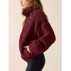 imageLASLULU Womens Fuzzy Sherpa Fleece Jacket Zip Up Oversized Sweatshirts Long Sleeve Winter Clothes Warm SweaterBurgundy