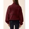 imageLASLULU Womens Fuzzy Sherpa Fleece Jacket Zip Up Oversized Sweatshirts Long Sleeve Winter Clothes Warm SweaterBurgundy