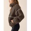 imageLASLULU Womens Fuzzy Sherpa Fleece Jacket Zip Up Oversized Sweatshirts Long Sleeve Winter Clothes Warm SweaterCoffee