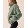 imageLASLULU Womens Fuzzy Sherpa Fleece Jacket Zip Up Oversized Sweatshirts Long Sleeve Winter Clothes Warm SweaterSage Green