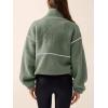 imageLASLULU Womens Fuzzy Sherpa Fleece Jacket Zip Up Oversized Sweatshirts Long Sleeve Winter Clothes Warm SweaterSage Green