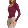 imageLASLULU Womens Long Sleeve Workout Tops Active Sheer Fitted Open Back Gym Yoga Athletic Running Tops Pilates OutfitsBurgundy