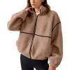 imageLASLULU Womens Fuzzy Sherpa Fleece Jacket Zip Up Oversized Sweatshirts Long Sleeve Winter Clothes Warm SweaterTeddy