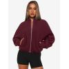 imageLASLULU Womens Fleece Jackets Full Zip Faux Fur Sherpa Jackets 2025 Fashion Trendy Fall Winter Jacket Warm Coats OuterwearBurgundy