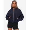 imageLASLULU Womens Fleece Jackets Full Zip Faux Fur Sherpa Jackets 2025 Fashion Trendy Fall Winter Jacket Warm Coats OuterwearNavy Blue