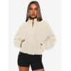 imageLASLULU Womens Fleece Jackets Full Zip Faux Fur Sherpa Jackets 2025 Fashion Trendy Fall Winter Jacket Warm Coats OuterwearOffwhite