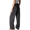 imageLASLULU Womens Dress Yoga Pants Wide Leg Casual Stretch Office Travel Trouser Slacks Business Casual Work PantsDark Grey