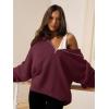 imageLASLULU Womens Half Zip Pullover Sweaters Oversized Long Sleeve Fall Winter Cozy Sweaters 2025 Trendy Clothes OutfitsBurgundy