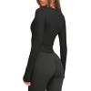 imageLASLULU Womens Long Sleeve Workout Tops Crop Tops Crew Neck Ribbed Slim Fitted Breathable Running Yoga Going Out TShirtsBlack