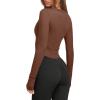 imageLASLULU Womens Long Sleeve Workout Tops Crop Tops Crew Neck Ribbed Slim Fitted Breathable Running Yoga Going Out TShirtsCoffee