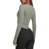 imageLASLULU Womens Long Sleeve Workout Tops Crop Tops Crew Neck Ribbed Slim Fitted Breathable Running Yoga Going Out TShirtsGrey Green