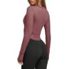 imageLASLULU Womens Long Sleeve Workout Tops Crop Tops Crew Neck Ribbed Slim Fitted Breathable Running Yoga Going Out TShirtsHeather Rose