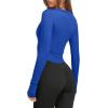 imageLASLULU Womens Long Sleeve Workout Tops Crop Tops Crew Neck Ribbed Slim Fitted Breathable Running Yoga Going Out TShirtsKlein Blue