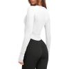imageLASLULU Womens Long Sleeve Workout Tops Crop Tops Crew Neck Ribbed Slim Fitted Breathable Running Yoga Going Out TShirtsWhite