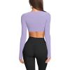 imageLASLULU Womens Sexy Double Lined Long Sleeve Shirts Crewneck Workout Tops Athletic Yoga Shirts Going Out Crop TopsLavender