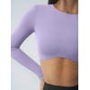 imageLASLULU Womens Sexy Double Lined Long Sleeve Shirts Crewneck Workout Tops Athletic Yoga Shirts Going Out Crop TopsLavender