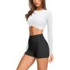 imageLASLULU Womens Sexy Double Lined Long Sleeve Shirts Crewneck Workout Tops Athletic Yoga Shirts Going Out Crop TopsWhite