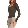 imageLASLULU Womens Long Sleeve Workout Tops Active Sheer Fitted Open Back Gym Yoga Athletic Running Tops Wrap Top Pilates OutfitsArmy Green