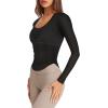 imageLASLULU Womens Long Sleeve Workout Tops Active Sheer Fitted Open Back Gym Yoga Athletic Running Tops Wrap Top Pilates OutfitsBlack