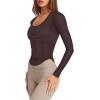 imageLASLULU Womens Long Sleeve Workout Tops Active Sheer Fitted Open Back Gym Yoga Athletic Running Tops Wrap Top Pilates OutfitsCoffee