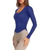 imageLASLULU Womens Long Sleeve Workout Tops Active Sheer Fitted Open Back Gym Yoga Athletic Running Tops Wrap Top Pilates OutfitsRoyal Blue