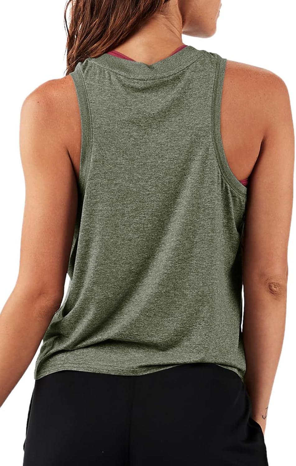 imageLASLULU Womens Crop Tops Sleeveless Workout Tops Halter Neck Cropped Tank Flowy Athletic Shirts Muscle TankArmy Green