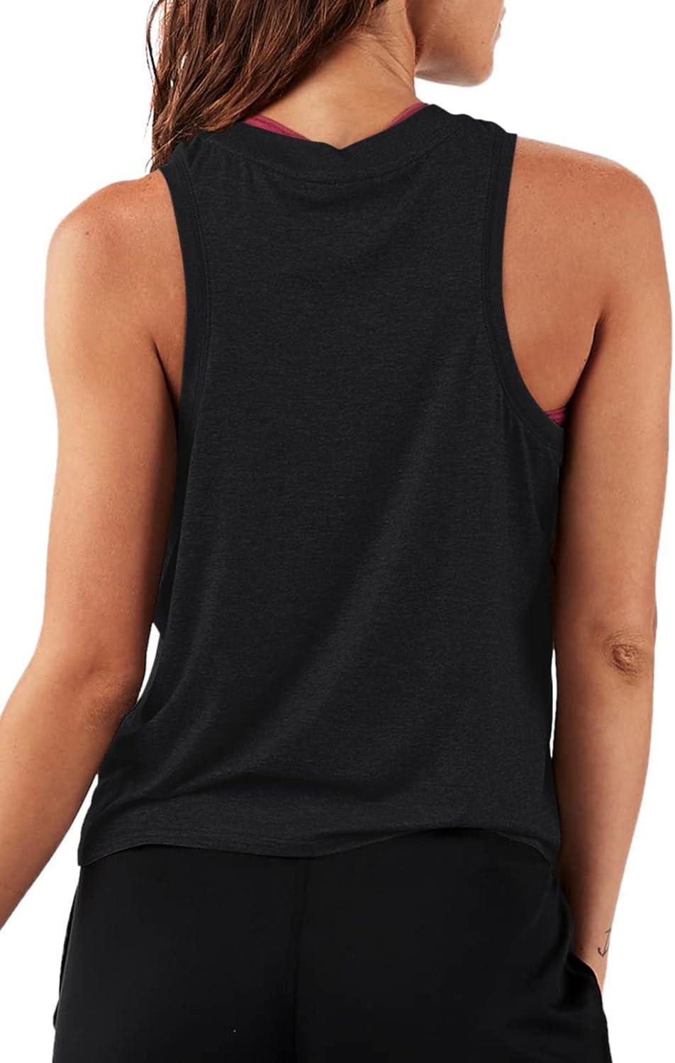 imageLASLULU Womens Crop Tops Sleeveless Workout Tops Halter Neck Cropped Tank Flowy Athletic Shirts Muscle TankBlack