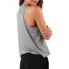 imageLASLULU Womens Crop Tops Sleeveless Workout Tops Halter Neck Cropped Tank Flowy Athletic Shirts Muscle TankGrey