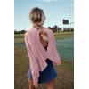 imageLASLULU Womens Open Back Long Sleeve Workout Tops Athletic Shirts Boat Neck Casual Running Tee Y2k Yoga Gym TopsGrey Pink