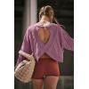 imageLASLULU Womens Open Back Long Sleeve Workout Tops Athletic Shirts Boat Neck Casual Running Tee Y2k Yoga Gym TopsMauve