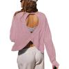 imageLASLULU Womens Open Back Long Sleeve Workout Tops Athletic Shirts Boat Neck Casual Running Tee Y2k Yoga Gym TopsGrey Pink