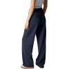 imageLASLULU Womens Yoga Dress Pants Casual Wide Leg Stretchy Office Travel Trousers Business Casual Work Pants SlacksNavy Blue